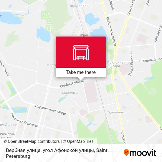 Вербная улица, угол Афонской улицы map