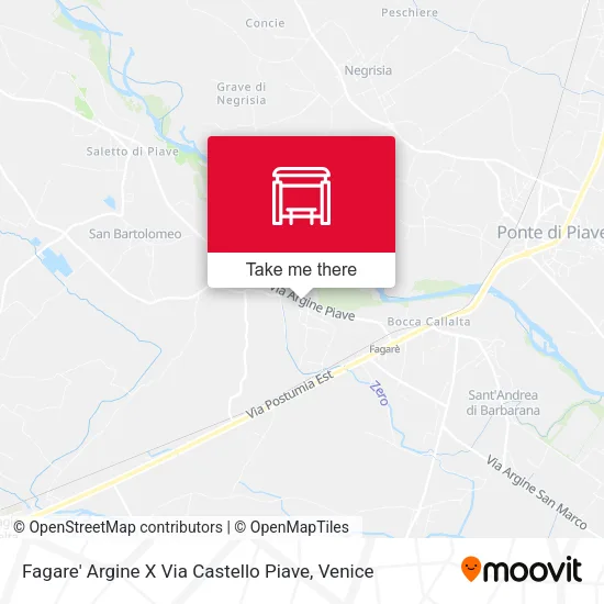 Fagare' Argine X Via Castello Piave map