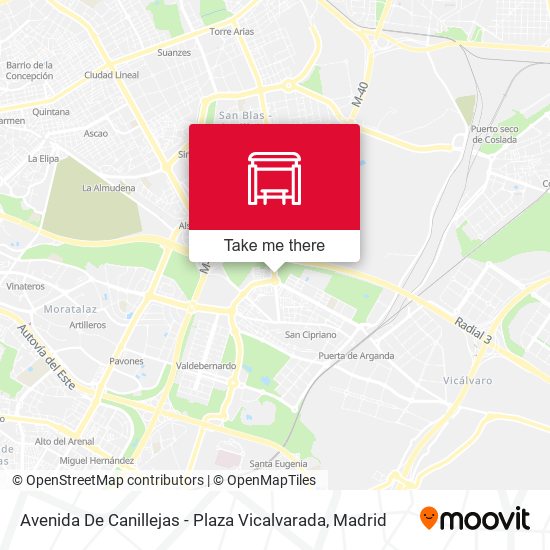 mapa Avenida De Canillejas - Plaza Vicalvarada