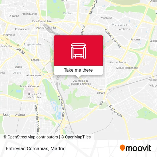 Entrevías Cercanías map