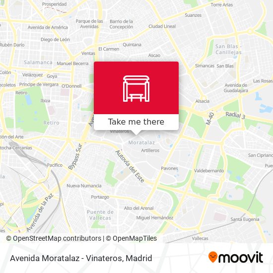 Avenida Moratalaz - Vinateros map
