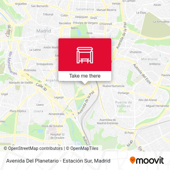 Avenida Del Planetario - Estación Sur map