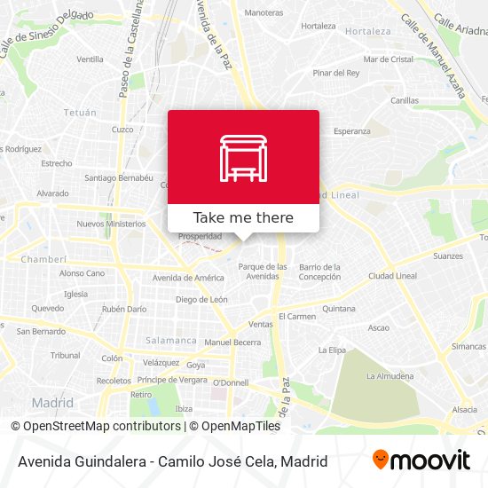 Avenida Guindalera - Camilo José Cela map