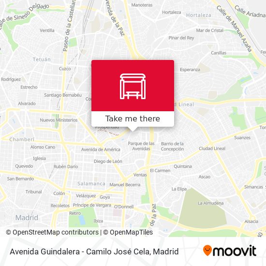 Avenida Guindalera - Camilo José Cela map