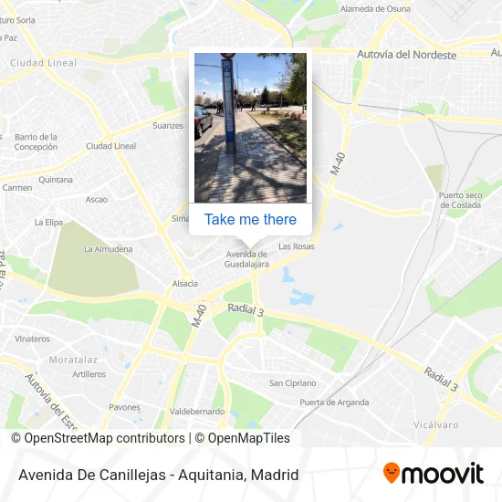 Avenida De Canillejas - Aquitania map