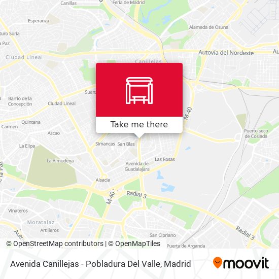 Avenida Canillejas - Pobladura Del Valle map