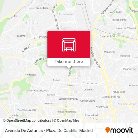 Avenida De Asturias - Plaza De Castilla map