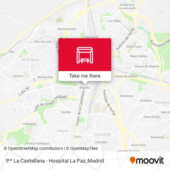 P.º La Castellana - Hospital La Paz map