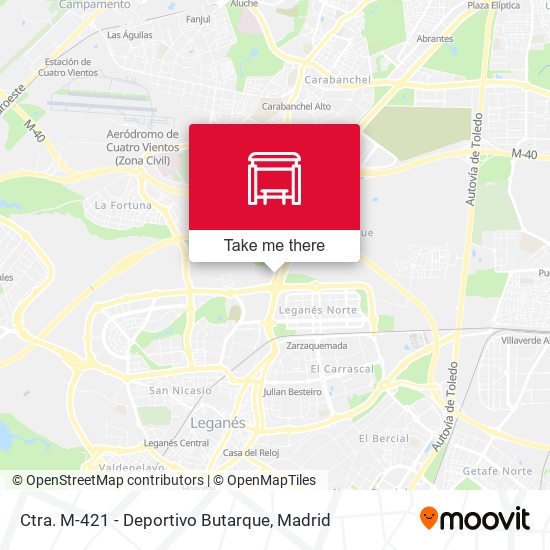 Ctra. M-421 - Deportivo Butarque map