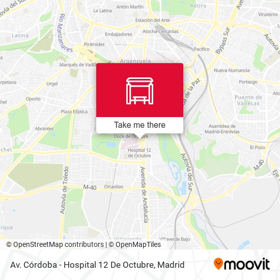 mapa Av. Córdoba - Hospital 12 De Octubre