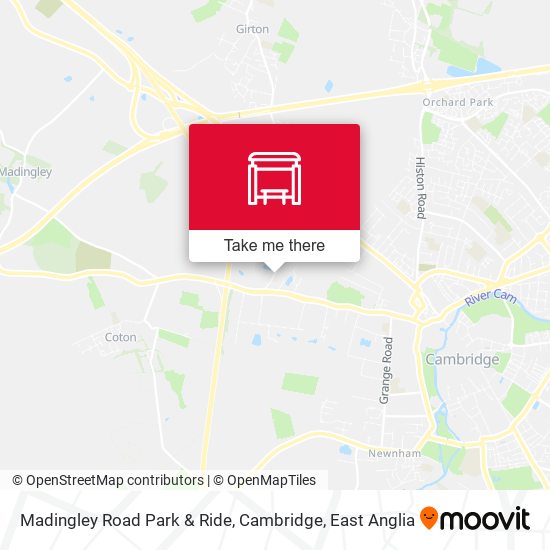 Madingley Road Park & Ride, Cambridge map