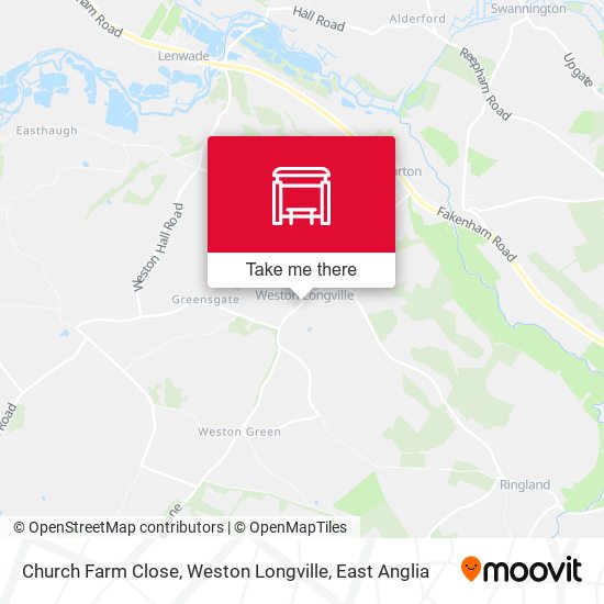 Church Farm Close, Weston Longville map