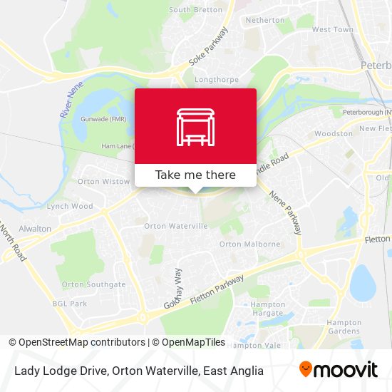 Lady Lodge Drive, Orton Waterville map