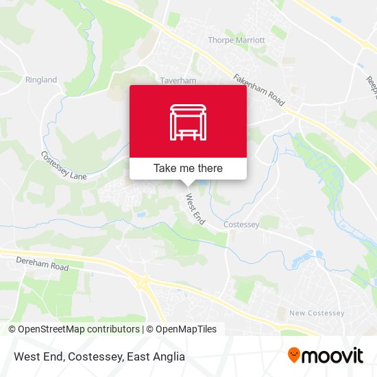 West End, Costessey map