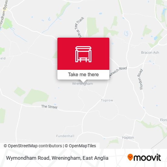 Wymondham Road, Wreningham map