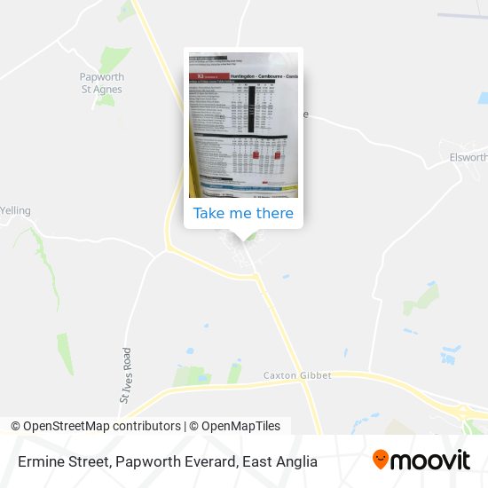 Ermine Street, Papworth Everard map