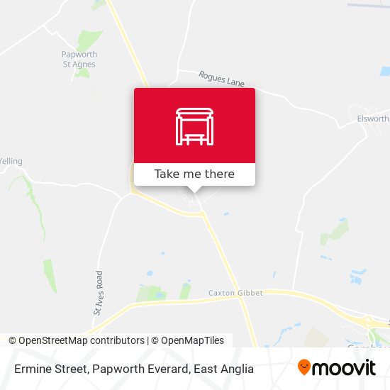 Ermine Street, Papworth Everard map