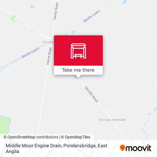 Middle Moor Engine Drain, Pondersbridge map
