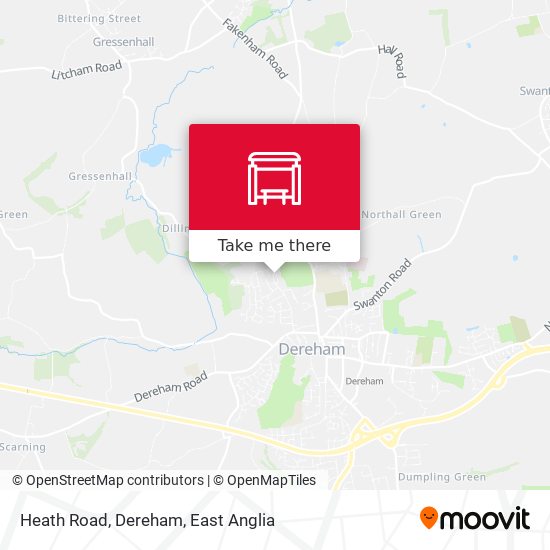 Heath Road, Dereham map