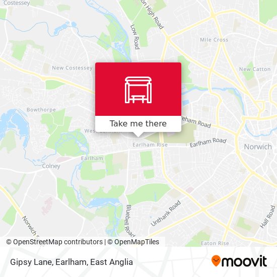 Gipsy Lane, Earlham map