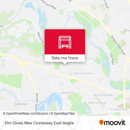 Elm Close, New Costessey map