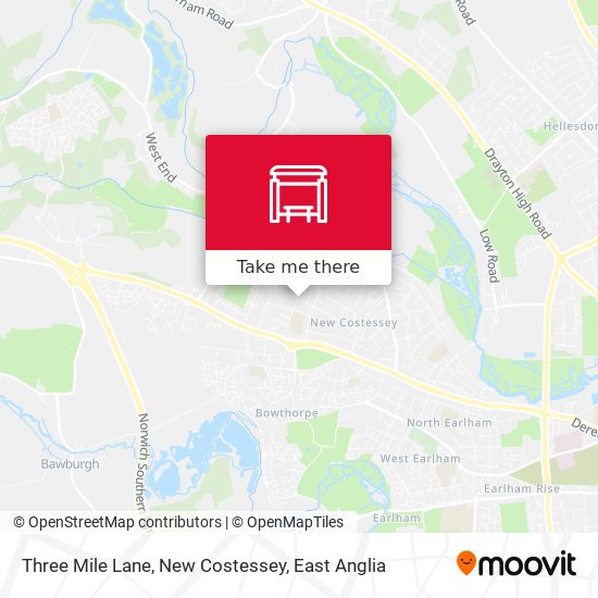 Three Mile Lane, New Costessey map