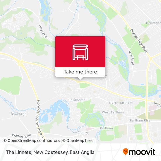 The Linnets, New Costessey map