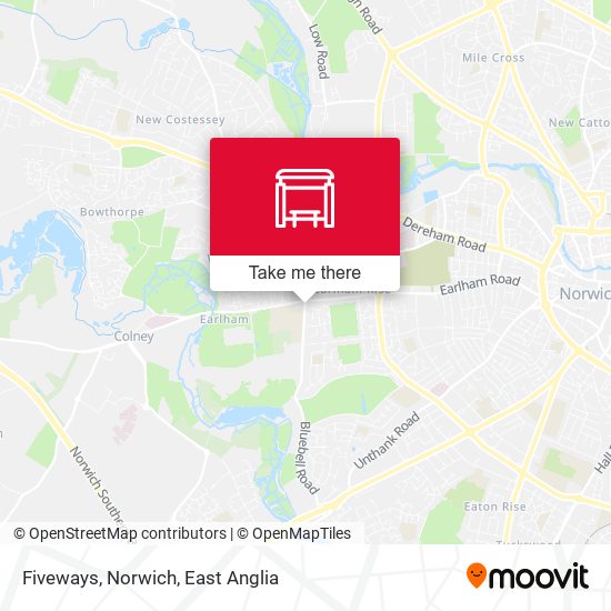 Fiveways, Norwich map