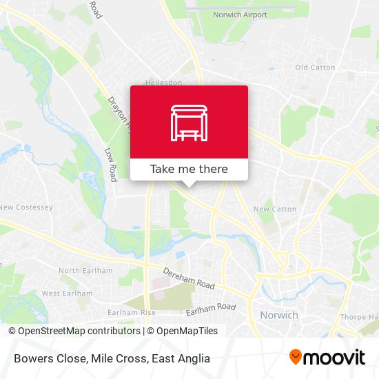 Bowers Close, Mile Cross map