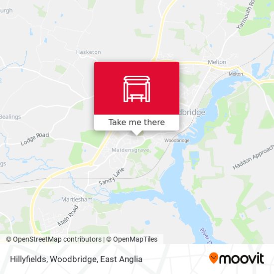 Hillyfields, Woodbridge map