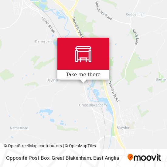 Opposite Post Box, Great Blakenham map