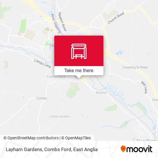 Layham Gardens, Combs Ford map