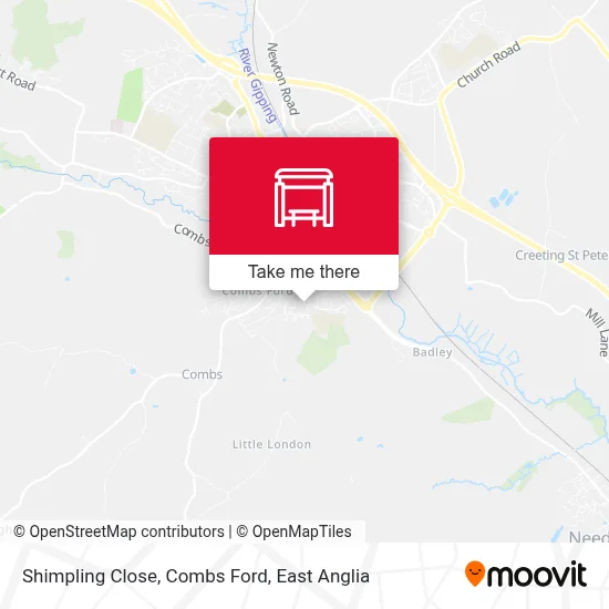 Shimpling Close, Combs Ford map