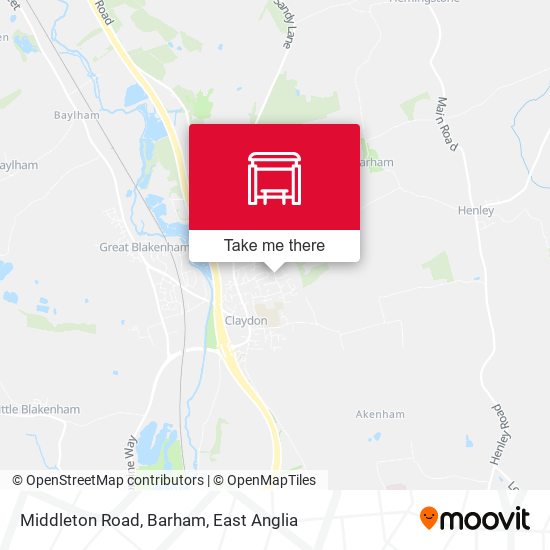Middleton Road, Barham map