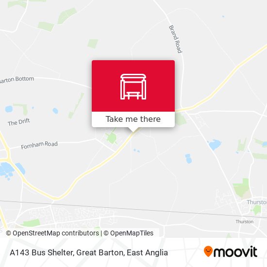 A143 Bus Shelter, Great Barton map