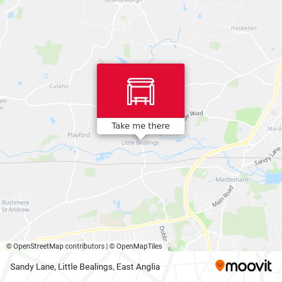 Sandy Lane, Little Bealings map