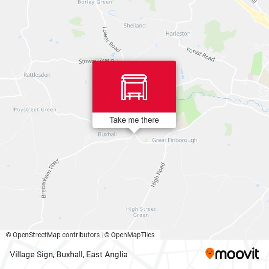 Village Sign, Buxhall map