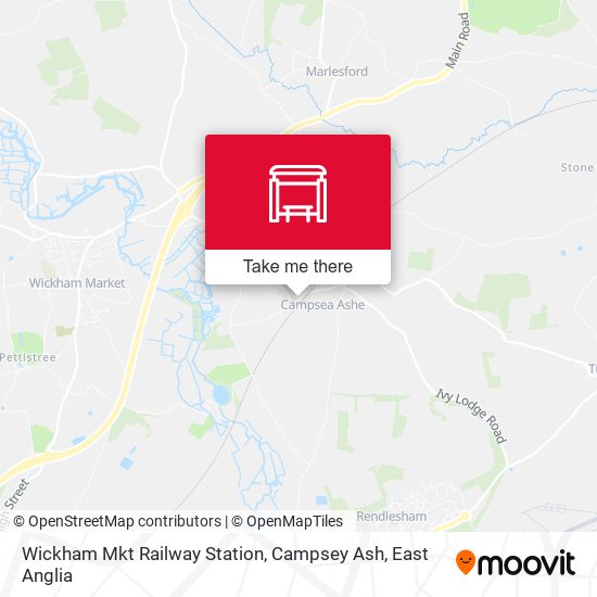 Wickham Mkt Railway Station, Campsey Ash map
