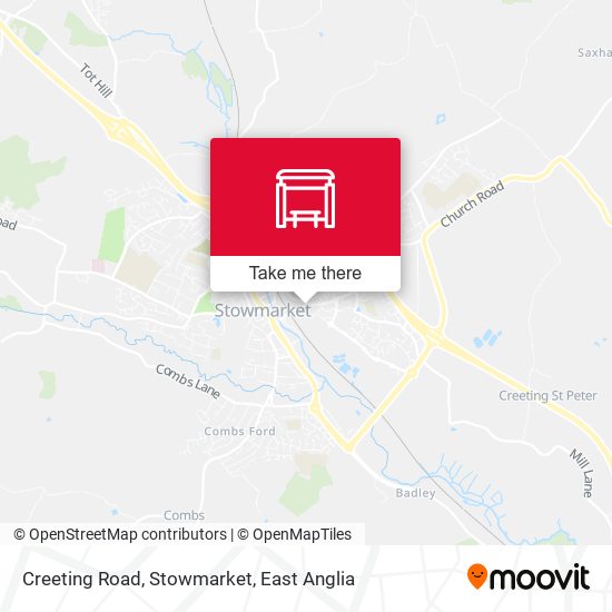 Creeting Road, Stowmarket map