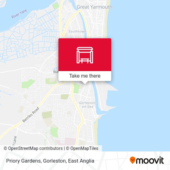 Priory Gardens, Gorleston map