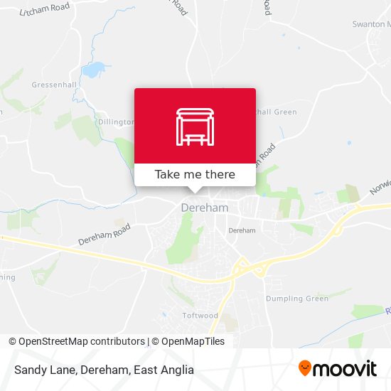 Sandy Lane, Dereham map