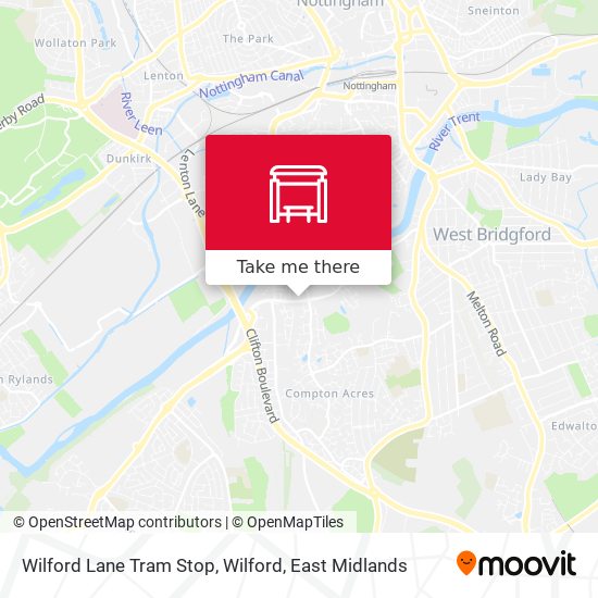 Wilford Lane Tram Stop, Wilford map