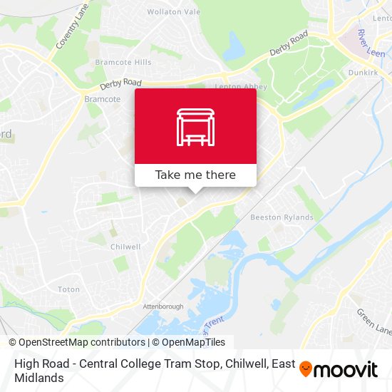High Road - Central College Tram Stop, Chilwell map