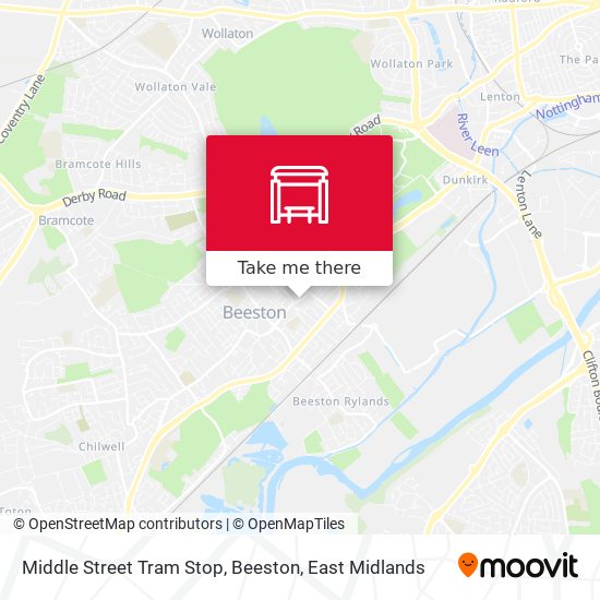 Middle Street Tram Stop, Beeston map