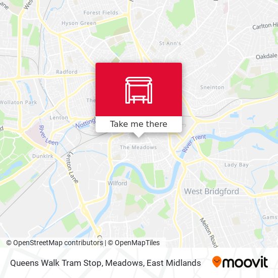 Queens Walk Tram Stop, Meadows map