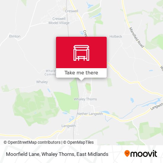 Moorfield Lane, Whaley Thorns map