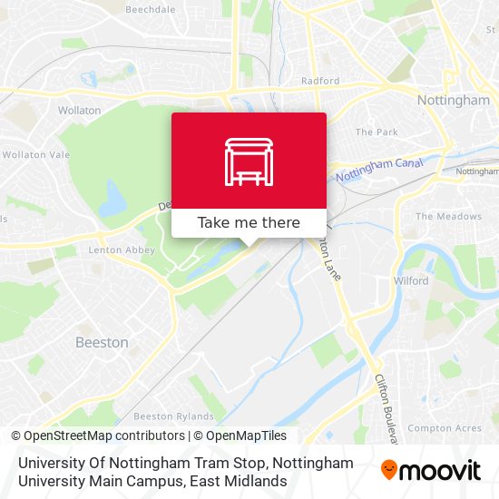 University Of Nottingham Tram Stop, Nottingham University Main Campus map