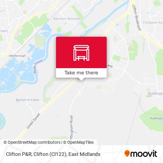 Clifton P&R, Clifton (Cl122) map