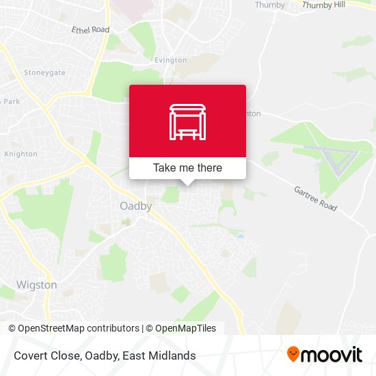 Covert Close, Oadby map