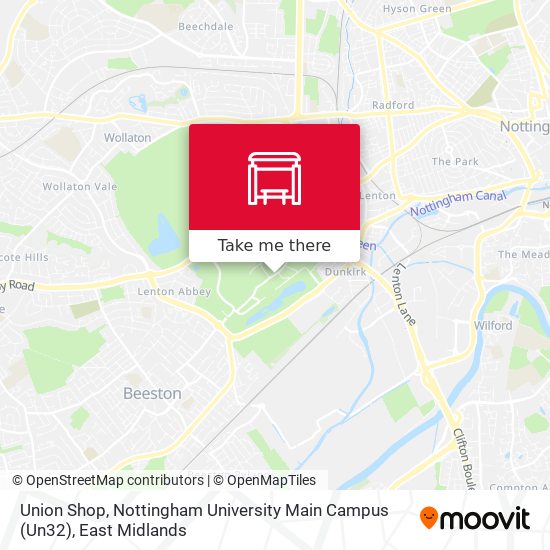 Union Shop, Nottingham University Main Campus (Un32) map